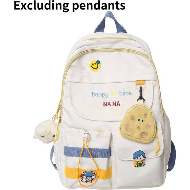 (White) Large Capacity Schoolbag Simple Student Multi Color Backpack Girls Lovely Bag