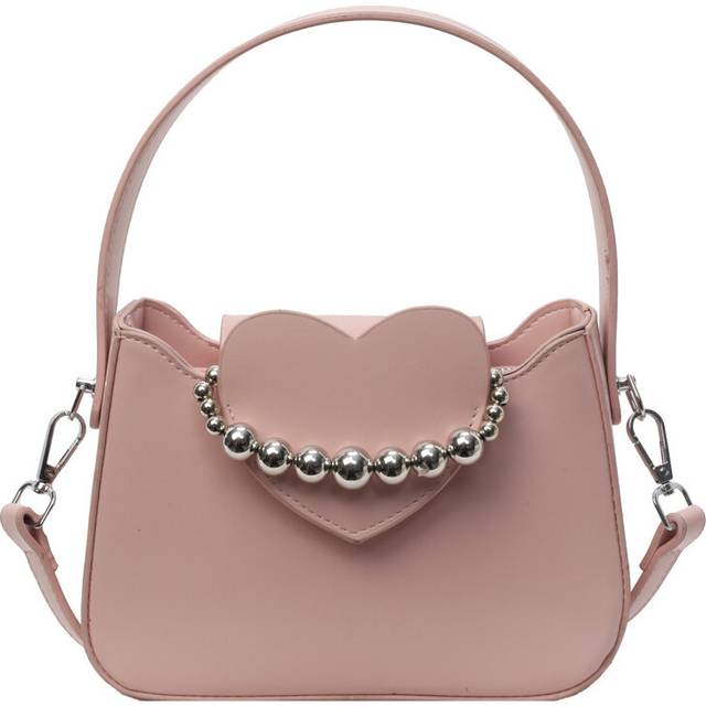(Pink) Love Bag Crossbody High Quality Pearl Under The Arm Bag Pu Material Female Bag