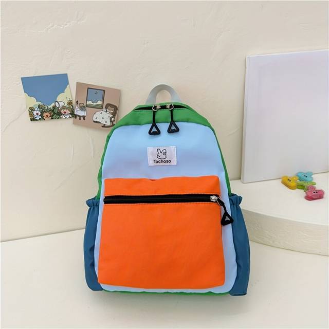 (Orange Blue) Lightweight Kindergarten Backpack for Boys and Girls