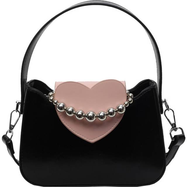 (Black Pink) Love Bag Crossbody High Quality Pearl Under The Arm Bag Pu Material Female Bag