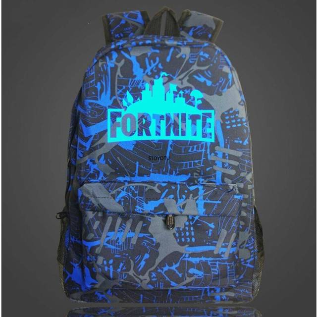 (Blue Graffiti) Luminous Fortnite Backpack | Glow In The Dark School Bag Backpack For Teenager