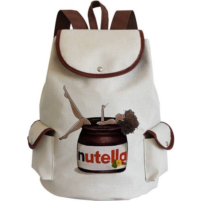 (sj5573 Nutella) Portable Nutella Print Backpack Girl Harajuku High Capacity Children Schoolbag
