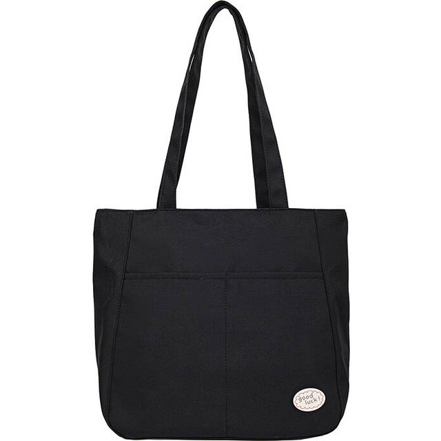 (Black) Shoulder Bag Nylon Large Capacity Solid Color Casual Versatile College Style