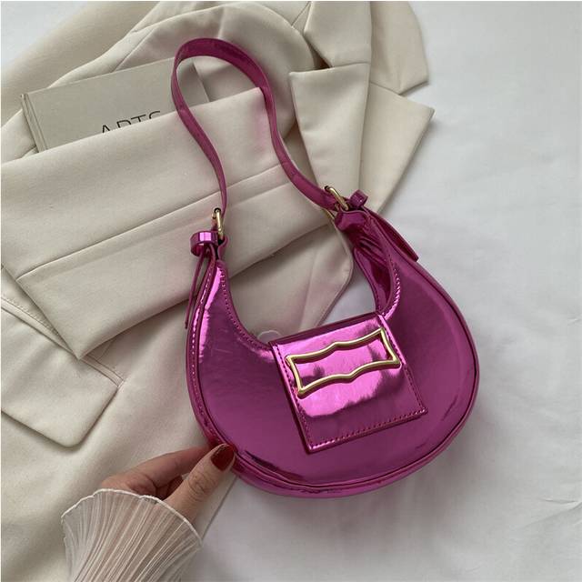 (Rose Red) Single Shoulder Crossbody Bag Fashion Casual Simple Retro Underarm Girl Style