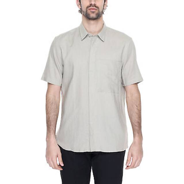Antony Morato, Skjorta, Herr, L, Beige kortärmad skjorta knappfäste - beige (L)