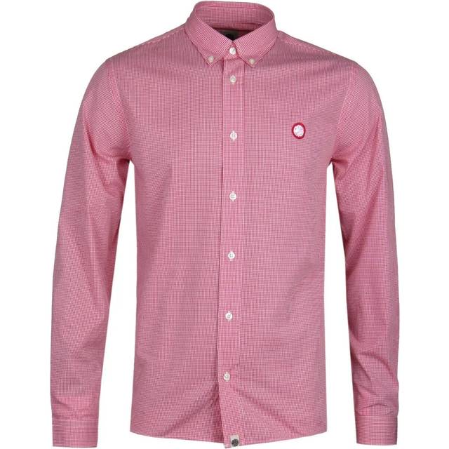 Pretty green mens red white glendale gingham check long sleeve shirt | size xxs
