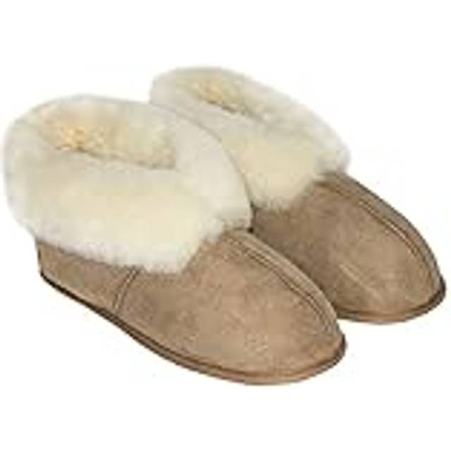 Rökü Fårskinnstofflor, inneskor dam och herr, lädersula, högsta kvalitet, Beige, 38 EU