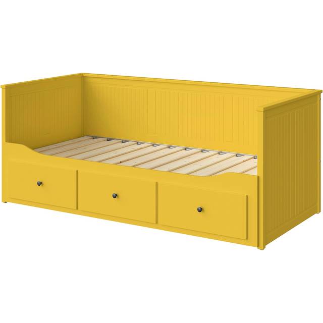 HEMNES dagbäddstomme med 3 lådor, gul, 80x200 cm