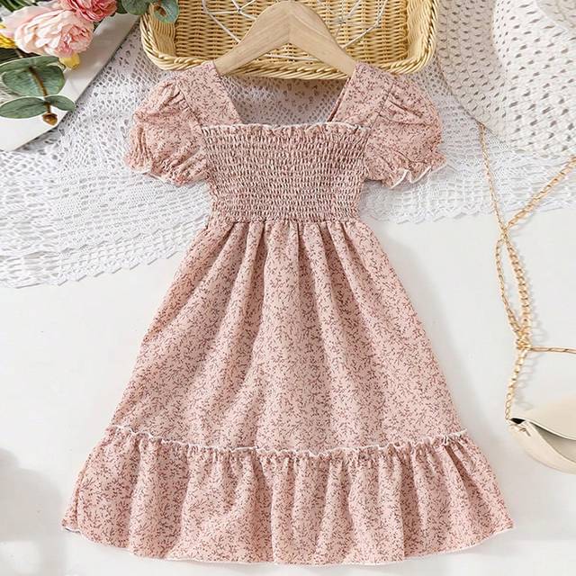 SHEIN Young Girl European And American Style Casual Ditsy Floral Dress, Perfect For Parties, Holidays And Outings