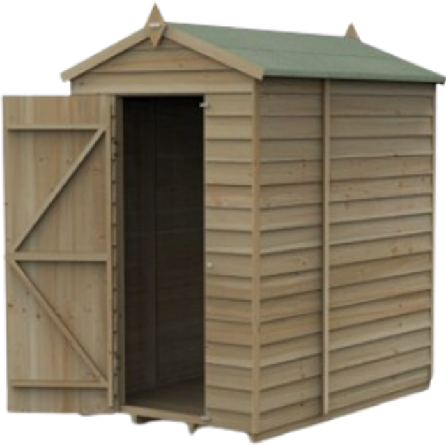 6' x 4' Forest 4Life 25yr Guarantee Overlap Pressure Treated Windowless Apex Wooden Shed (1.88m x 1.34m)