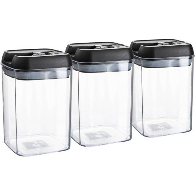 Argon Tableware Flip Lock Plastic Food Storage Containers - 500Ml - Black - Pack Of 3, Black