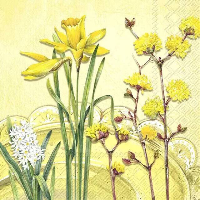 IHR Yellow Garden Spring Print Lunch Paper Napkins 20-Pack Disposable 3-Ply