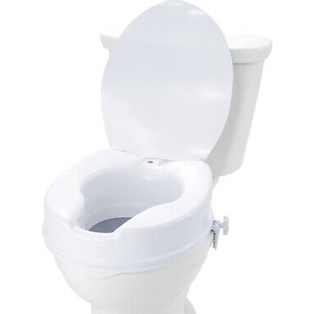 Raised toilet seat aid with 4" raised 300 lbs universal toilet riser for elderly