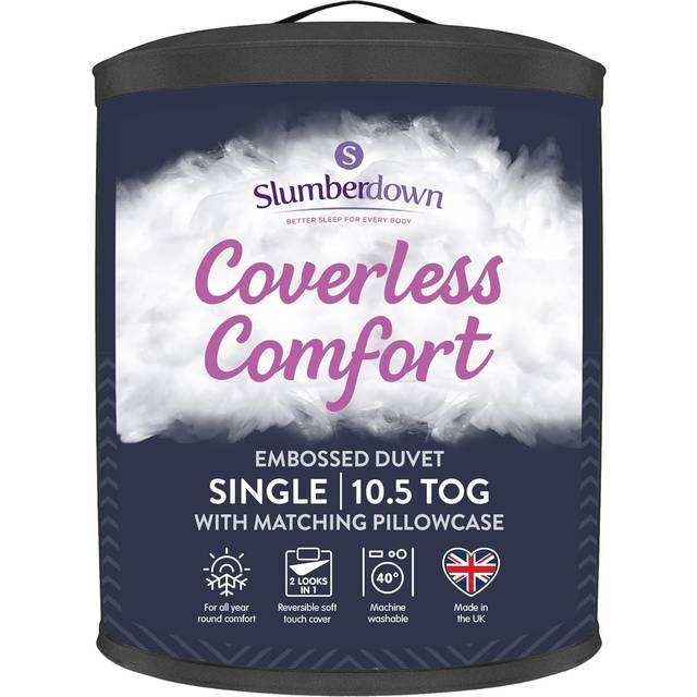 Slumberdown Coverless Duvet Embossed Herringbone Navy, 10.5 Tog, Single - Navy Blue