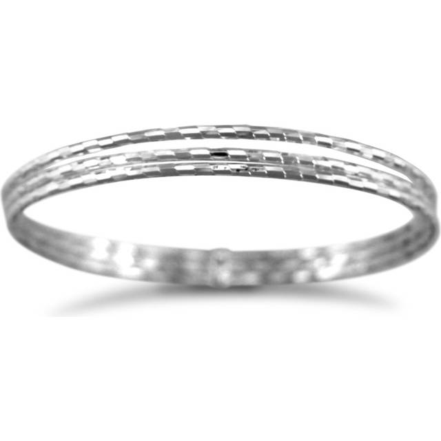 Jewelco London Rhodium Silver 3 strand D/C Slave Bangle - Ladies - ABG005