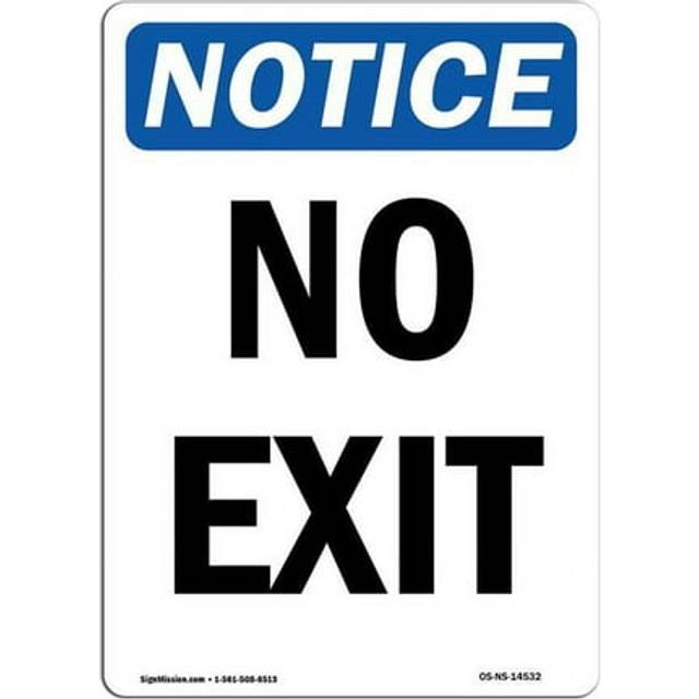 SignMission OS-NS-A-1218-V-14532 12 x 18 in. OSHA Notice Sign - No Exit