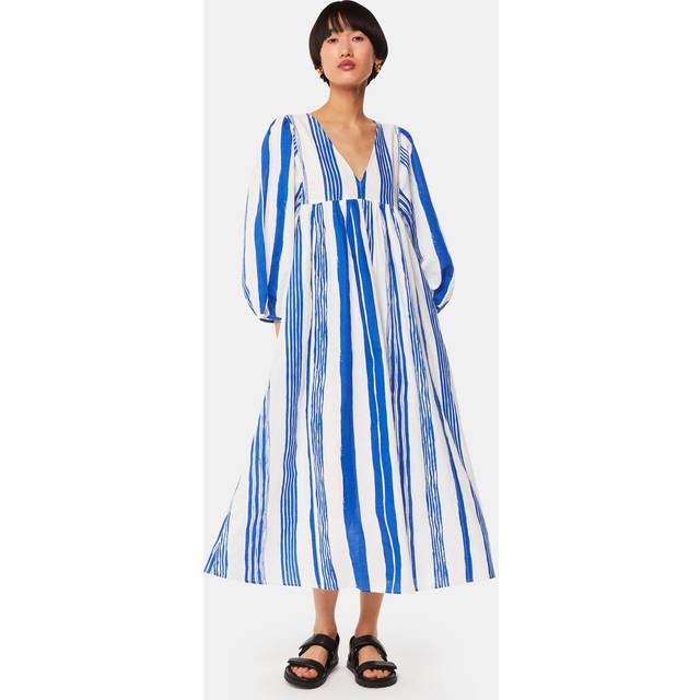 Whistles Gloria Painted Stripe Dress, Blue/White