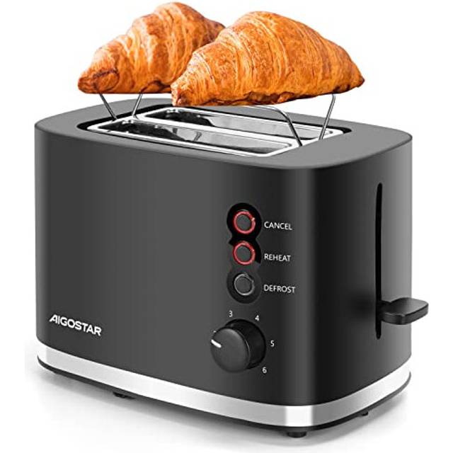"Toaster 2 Slice 1.5"" Wide Slot, 800W Black Toaster with Warming Rack, Small Low Wattage Toaster Electric for Home Travel Camping, Energy 30B3L"