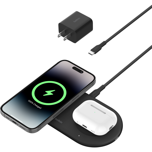 Belkin Pro Qi2 2-in-1 Trådlös laddare 15 W Svart