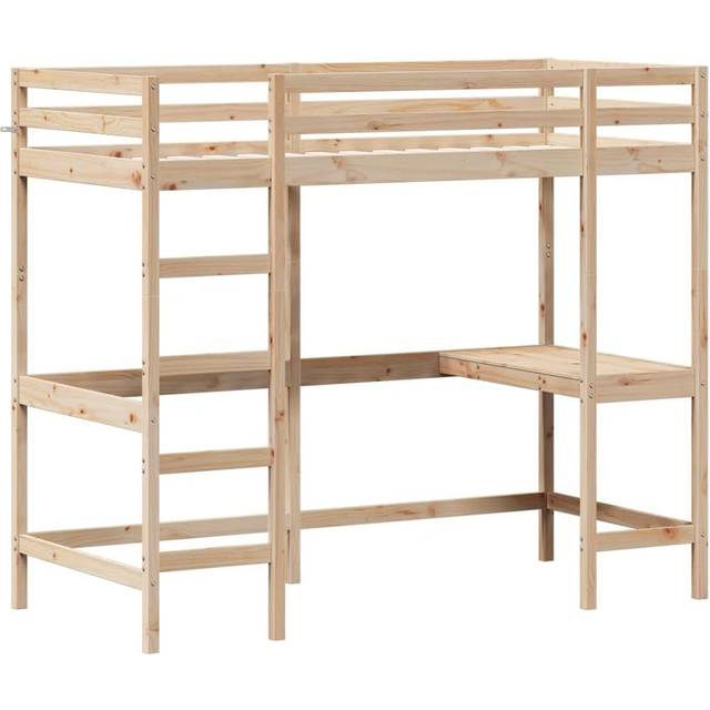 vidaXL Loft Bed without Mattress 100x200 cm Solid Wood Pine - Brown