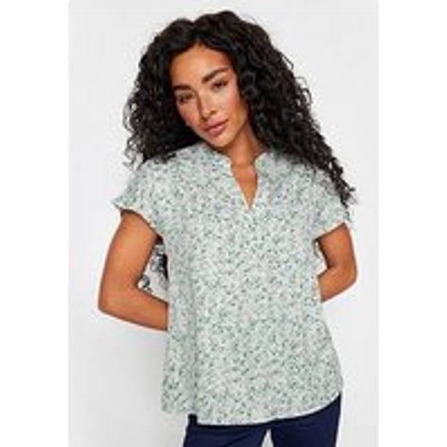 M&Co Petite Green Ditsy Floral Print Notch Neck Blouse 16 M&Co Petites