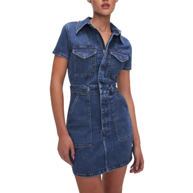 Good American Fit For Success Denim Mini Dress - L - Blue