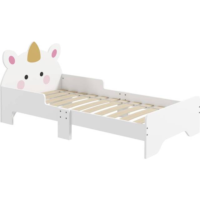 ZONEKIZ Unicorn-Designed Toddler Bed Kids Bedroom Furniture - White