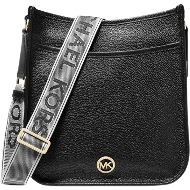 MK Luisa Large Pebbled Leather Messenger Bag - Black - Michael Kors - ONE SIZE