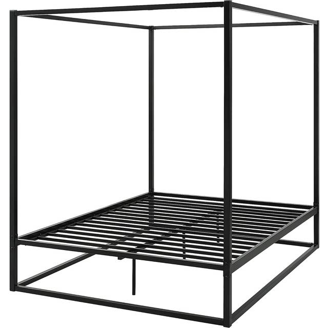 (Small Double 120 x 190cm, No Mattress) ASHWELL MODERN 4 FOUR POSTER BLACK METAL BED FRAME