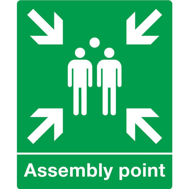 1x ASSEMBLY POINT Health & Safety Sign - Rigid Plastic 250x 300mm Warning Plate