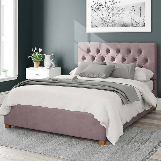 Aspire Olivier Single Blush Plush Velvet Ottoman Bed - Aspire Beds - Pink