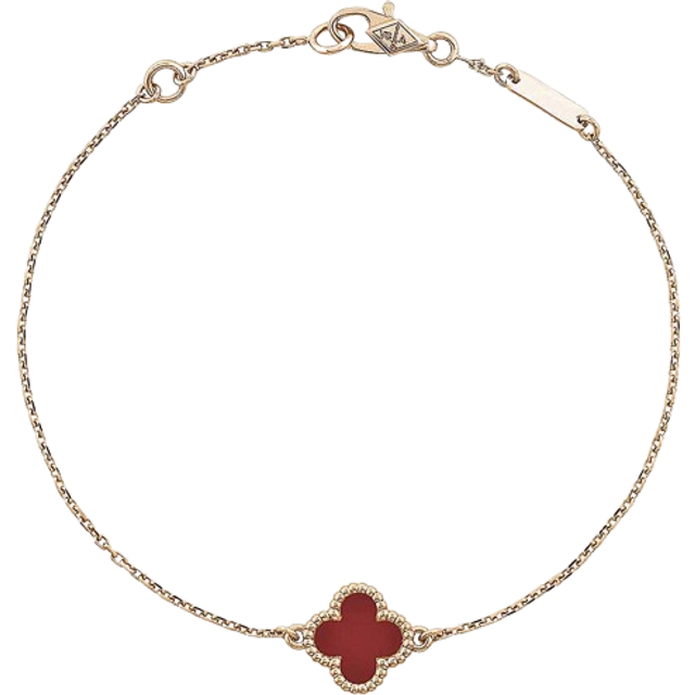 Van Cleef & Arpels Womens Pink Gold Sweet Alhambra Rose-gold and Carnelian Bracelet - PINK GOLD
