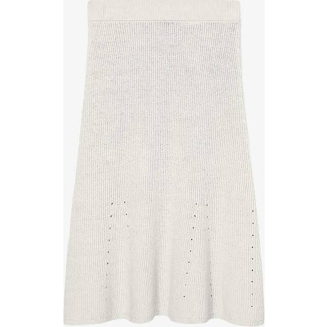 Joseph Womens Ivory Slim-fit High-rise Ribbed Stretch Linen-blend Midi Skirt Xs - IVORY