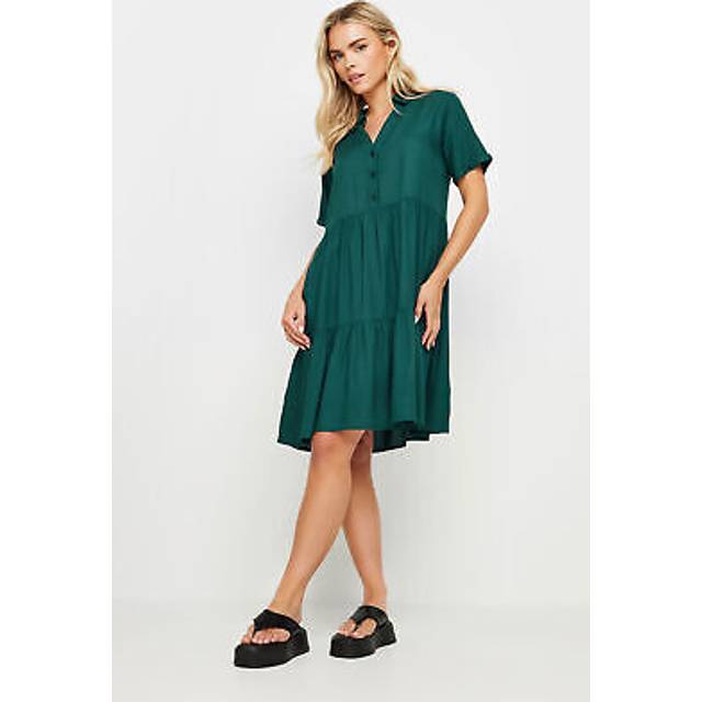 Pixiegirl Dark Green Tiered Smock Dress 18 Pixiegirl | Petite Women's Casual Dresses