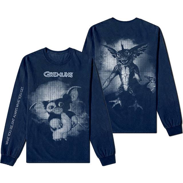 (L, Navy) Gremlins Graphic Long Sleeve T Shirt