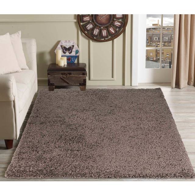 Desire Rugs Oxford Taupe Plain Shaggy Rug 160 x 230cm