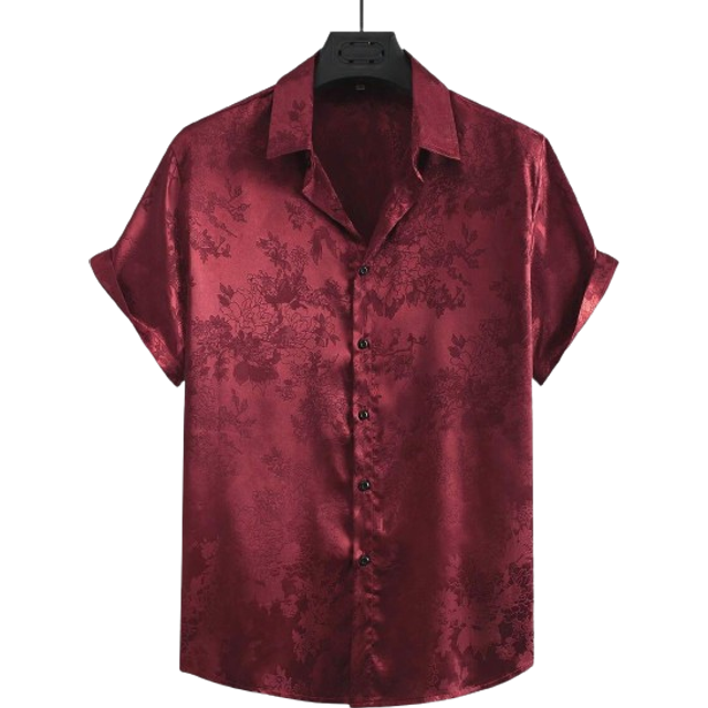 Manfinity Men Floral Jacquard Button Up Satin Shirt