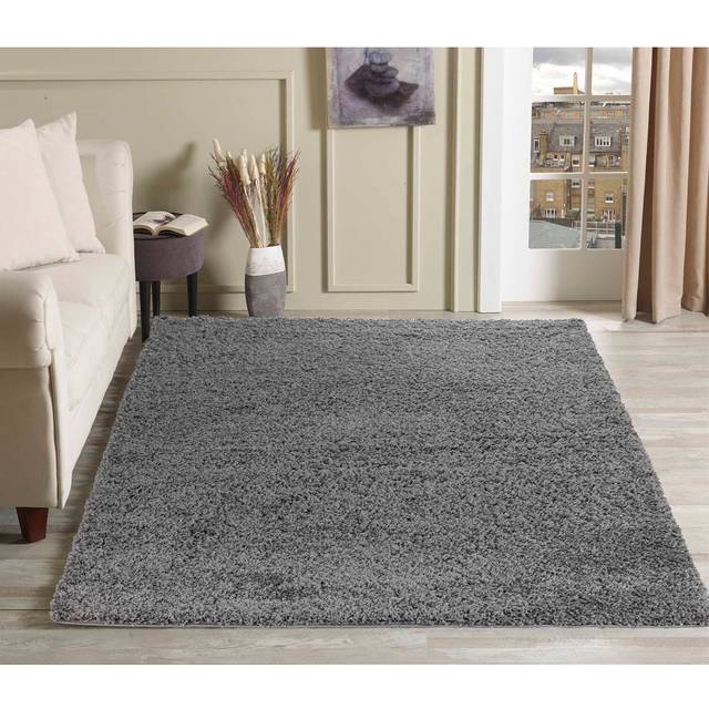 Desire Rugs Modern Plain Soft Shaggy Rug For Living Rooms - Stylish Area Rugs Grey 120x170cm, Grey