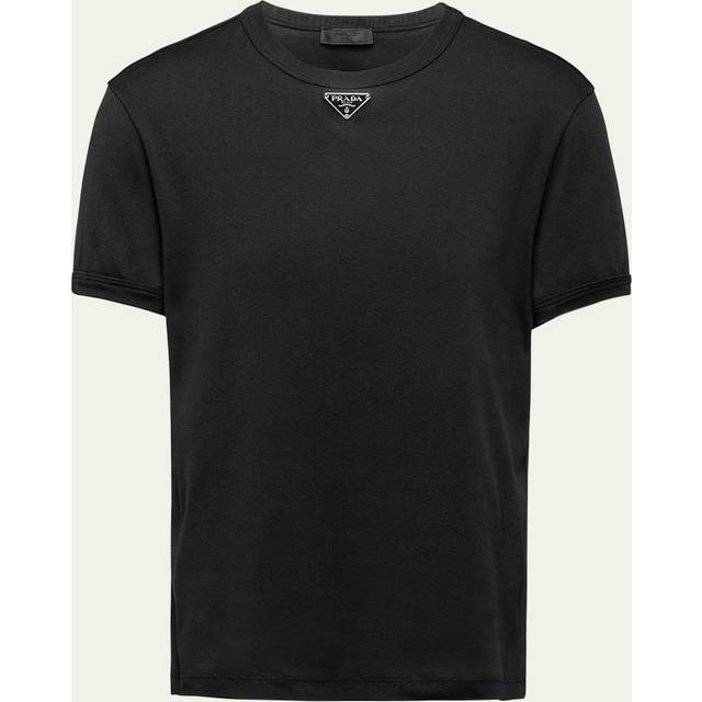 Mens Prada Logo-Plaque Slim-Fit Cotton-Jersey T-Shirt