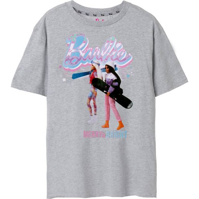 (Large) Barbie Short Sleeved T-Shirt (Womens Grey)