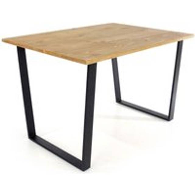 Pine Antique Waxed Large Rectangular Dining Table Stylish Black Metal Legs