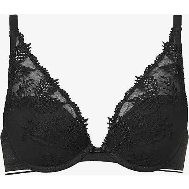 Simone Perele Womens 015 Black Bloom Embroidered Underwired Stretch-woven Push-up Bra 34b