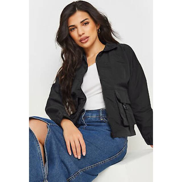 Pixiegirl Petite Black Zip Through Utility Jacket 16 Pixiegirl | Petite Women's Jackets