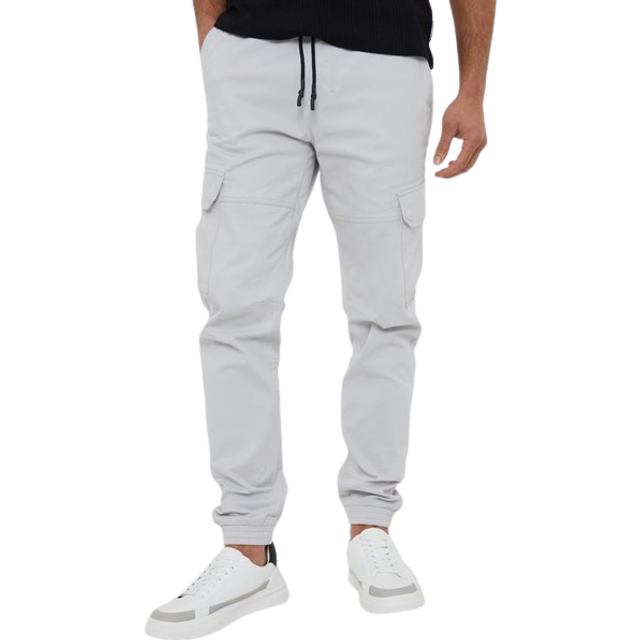 Cotton Jogger Style Cargo Trousers With Stretch - White - XXL - Threadbare