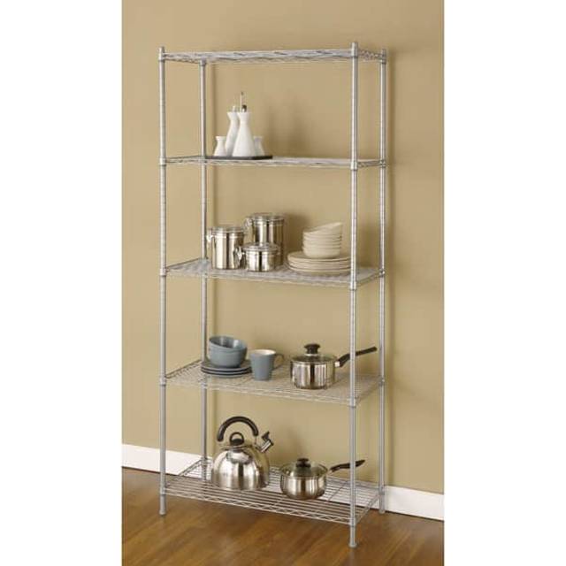 "Artiva USA 9907P 5 Shelf Wire Shelving Rack  68""""""""  Silver/Gray"