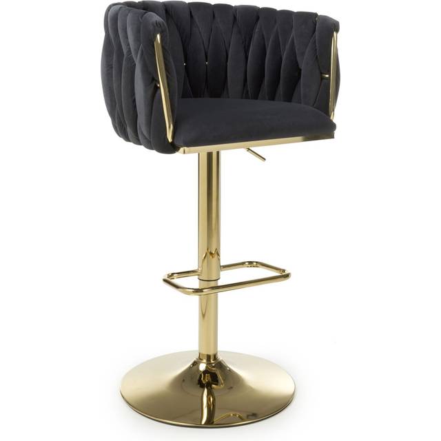 Shankar Bellaire Black Brushed Velvet Bar Stool - Single
