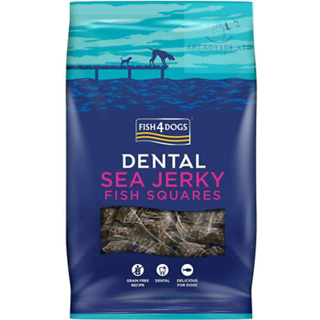 Sea Jerky Squares | Low Calorie, Hypoallergenic Dog Treat | Baked Fish Treat for Dogs | Natural, Dental Treat | Fish