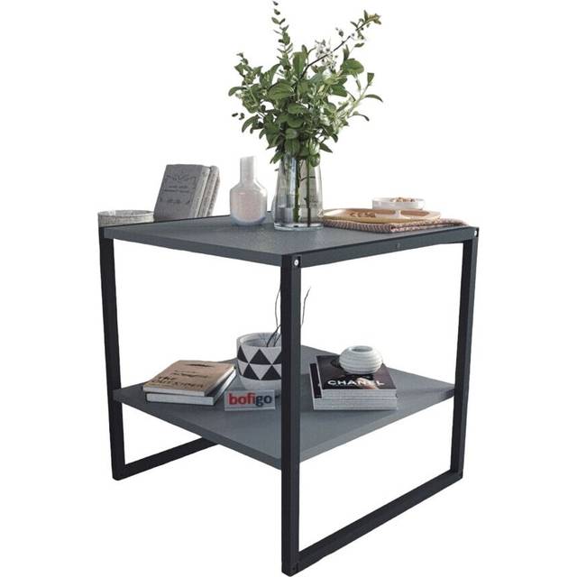 (Anthracite) 50cm Square Wooden Coffee Table & Metal Frame