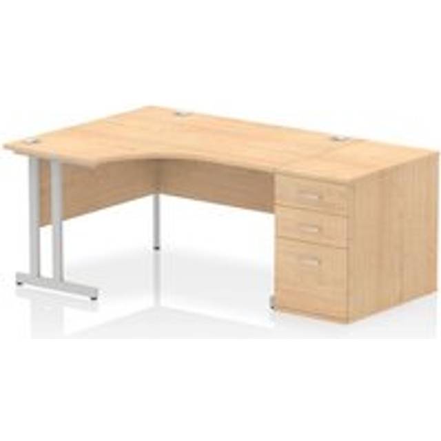 Impulse 1400 LH Crescent Desk Cantilever Maple/White 800 Desk High Ped