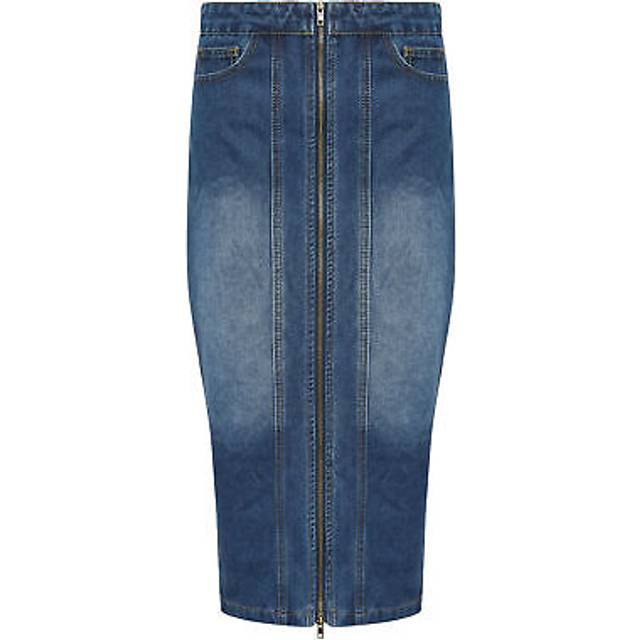 Pixiegirl Blue Denim Zip Front Midi Skirt 6 Pixiegirl | Petite Women's Midi Skirts